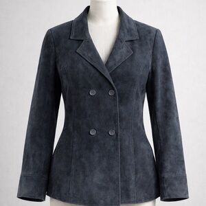 Elegant Women's Double-Breasted Blazer in Gray
